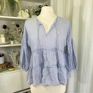 Lucky Brand Light Lilac Peasant Blouse EUC Pre♥️ 1X PTP 28